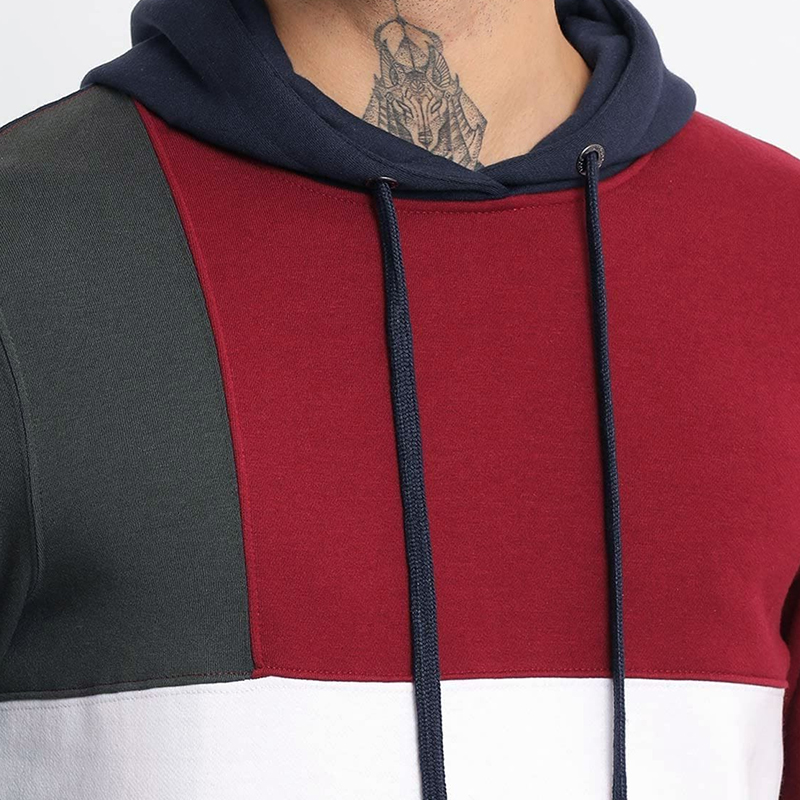 hongfeng creates cut and sew hoodie with unique color-blocking designs for fashion lovers.